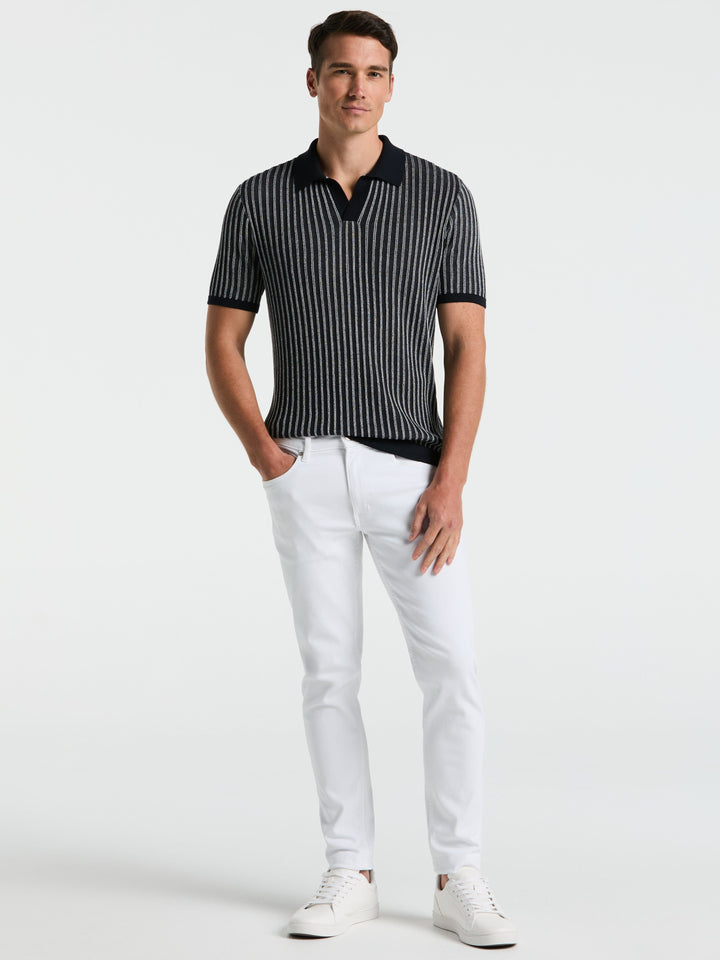 Striped Polo Sweater (Dark Sapphire) 