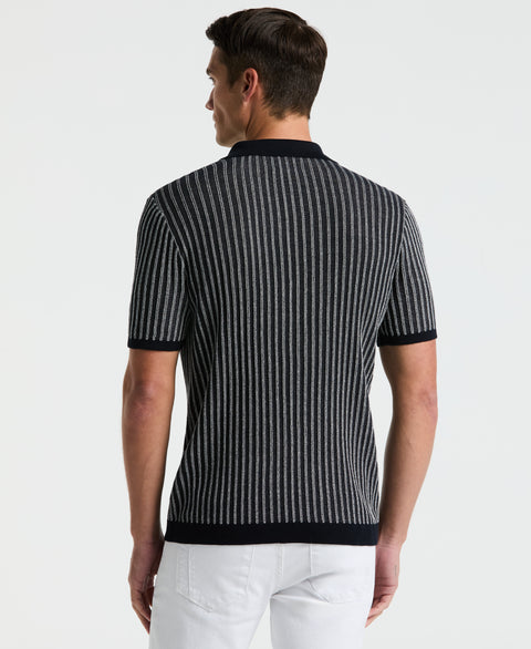 Striped Polo Sweater (Dark Sapphire)