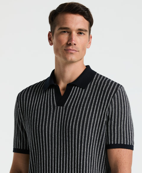 Striped Polo Sweater (Dark Sapphire) 