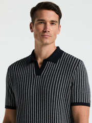 Striped Polo Sweater (Dark Sapphire) 