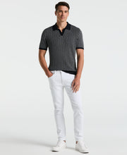 Striped Polo Sweater (Dark Sapphire)