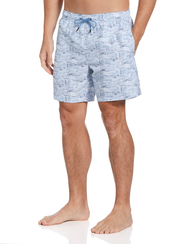 Striped Wave Swim Shorts (Dusty Blue) 
