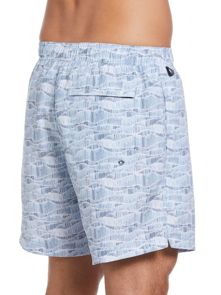 Striped Wave Swim Shorts (Dusty Blue) 