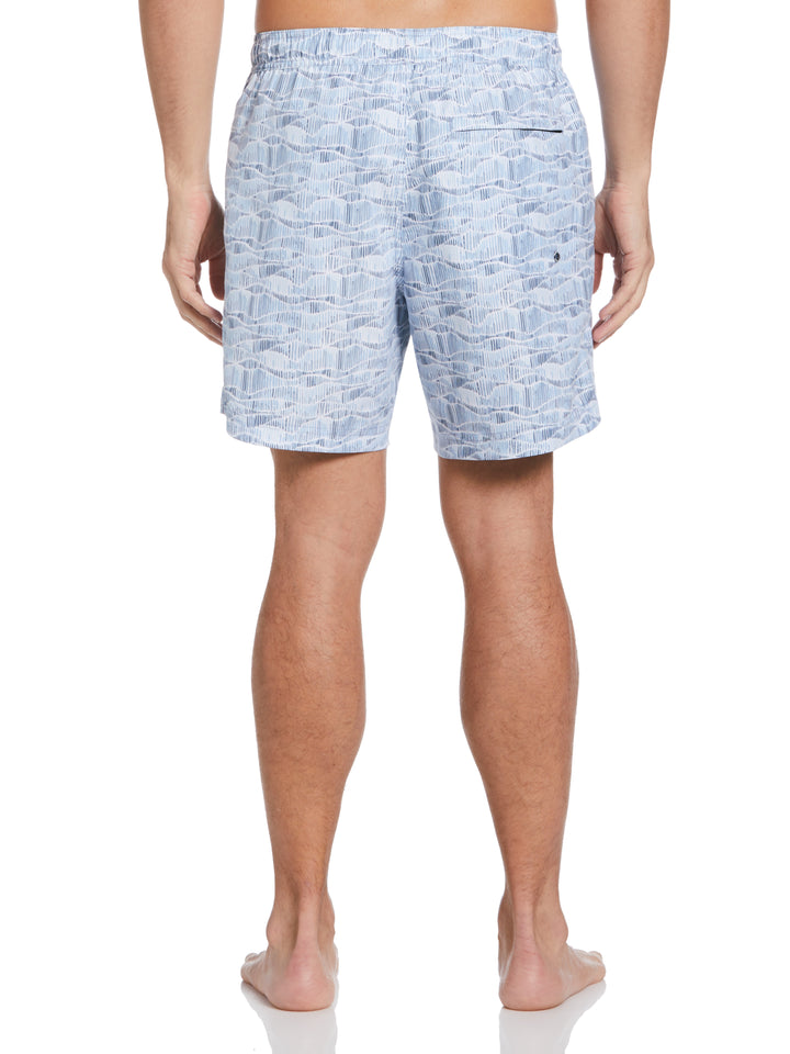 Striped Wave Swim Shorts (Dusty Blue) 