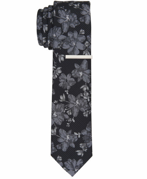 TARNER FLORAL SLIM TIE (Black) 