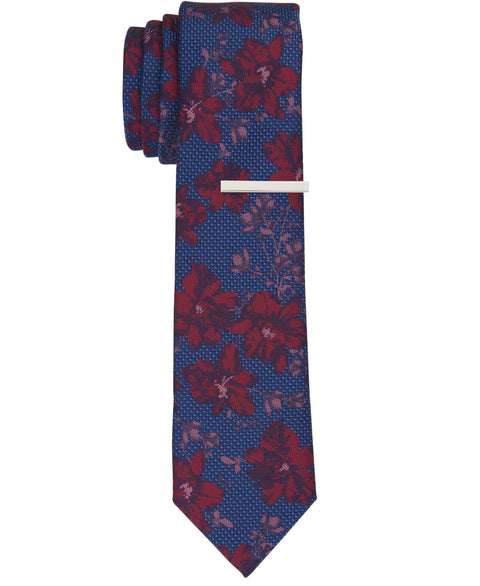 TARNER FLORAL SLIM TIE (Navy) 