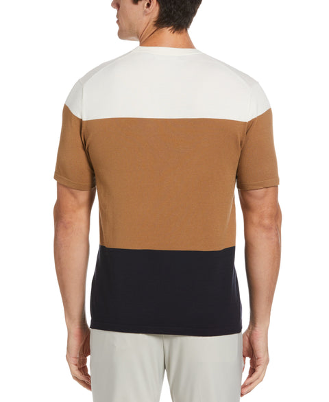 Tech Color Block Crew Sweater Tee (Toasted Coconut) 