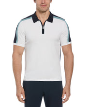 Color Block Ribbed Knit Polo (Egret) 