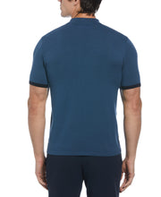 Color Block Ribbed Knit Polo (Dark Sapphire) 