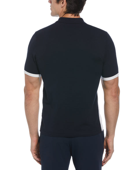 Color Block Ribbed Knit Polo (Egret) 