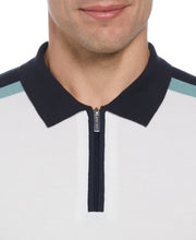 Color Block Ribbed Knit Polo (Egret) 