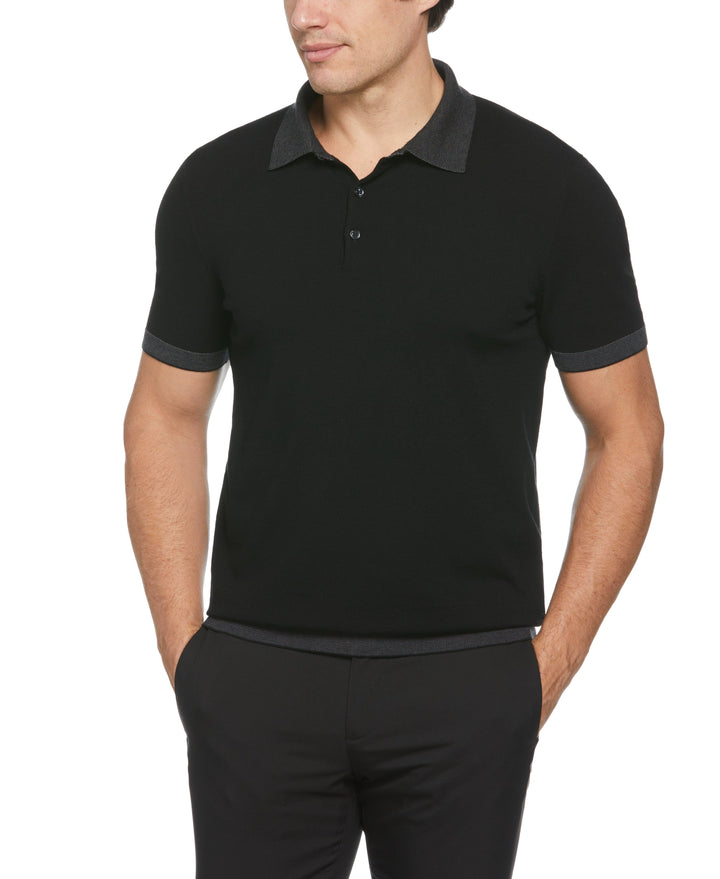 Tech Knit Contrast Polo (Black) 
