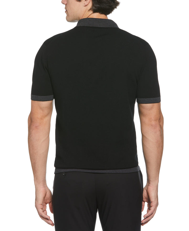 Tech Knit Contrast Polo (Black) 