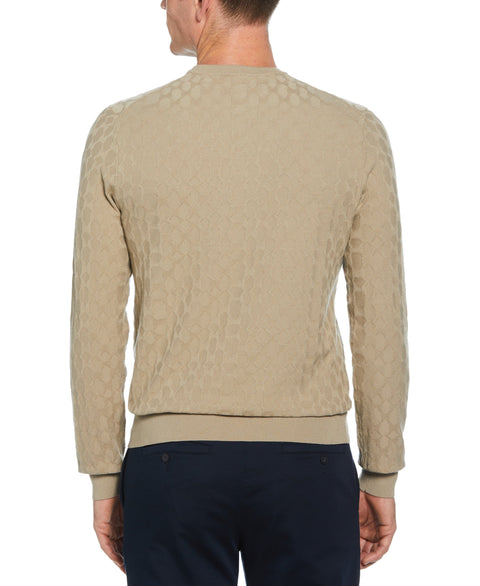 Tech Geometric Pattern Long Sleeve Crew Sweater (Aluminum) 