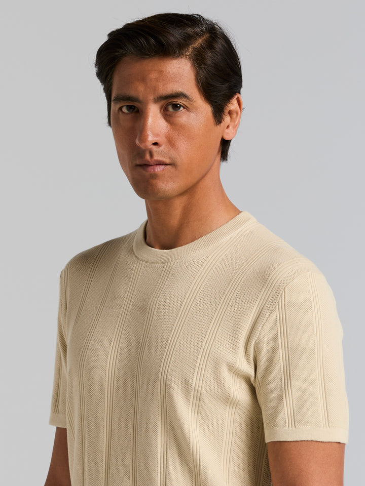Technical Vertical Stripe Crew Neck Sweater (Castle Wall) 