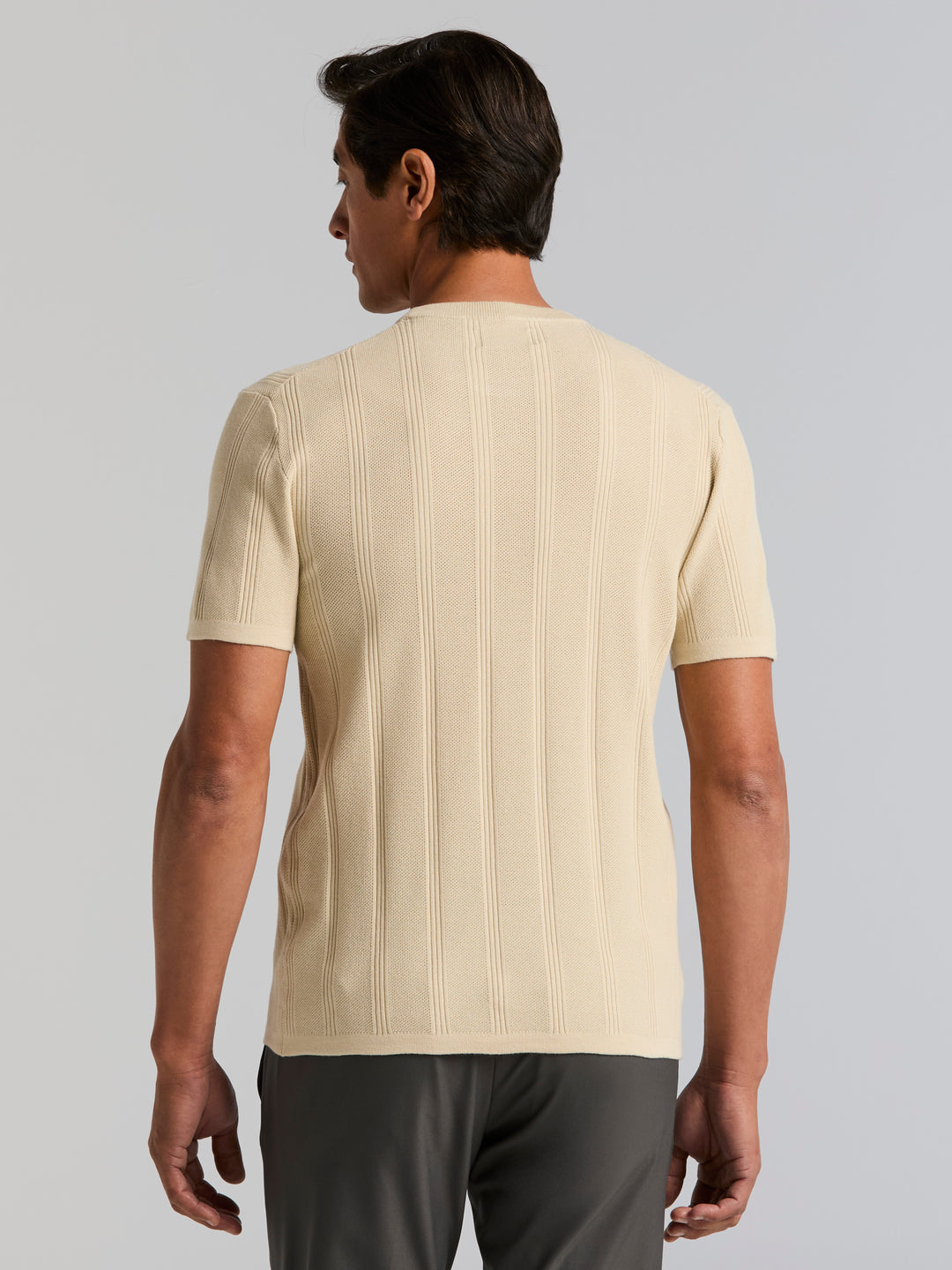 Technical Vertical Stripe Crew Neck Sweater (Castle Wall) 