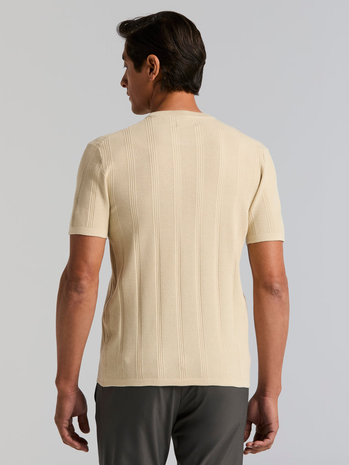 Technical Vertical Stripe Crew Neck Sweater (Castle Wall) 