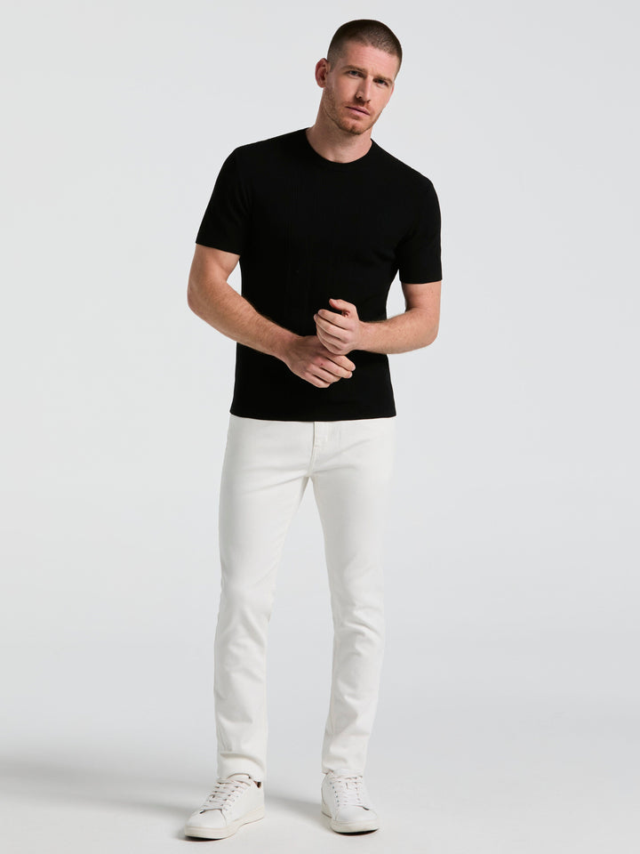 Technical Vertical Stripe Crew Neck Sweater (Black) 