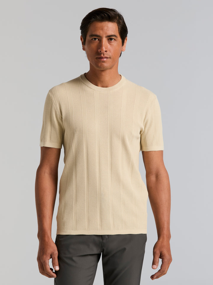 Technical Vertical Stripe Crew Neck Sweater (Castle Wall) 