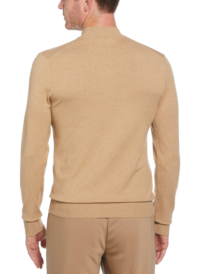 Tech Mock Neck Pullover Sweater (Camel Heather) 