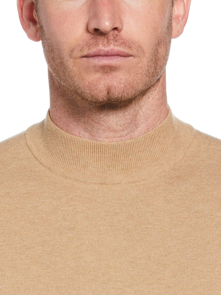 Tech Mock Neck Pullover Sweater (Camel Heather) 