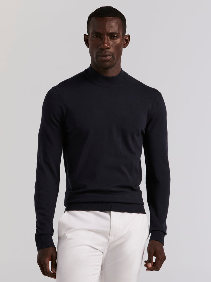 Tech Mock Neck Pullover Sweater (Dark Sapphire) 