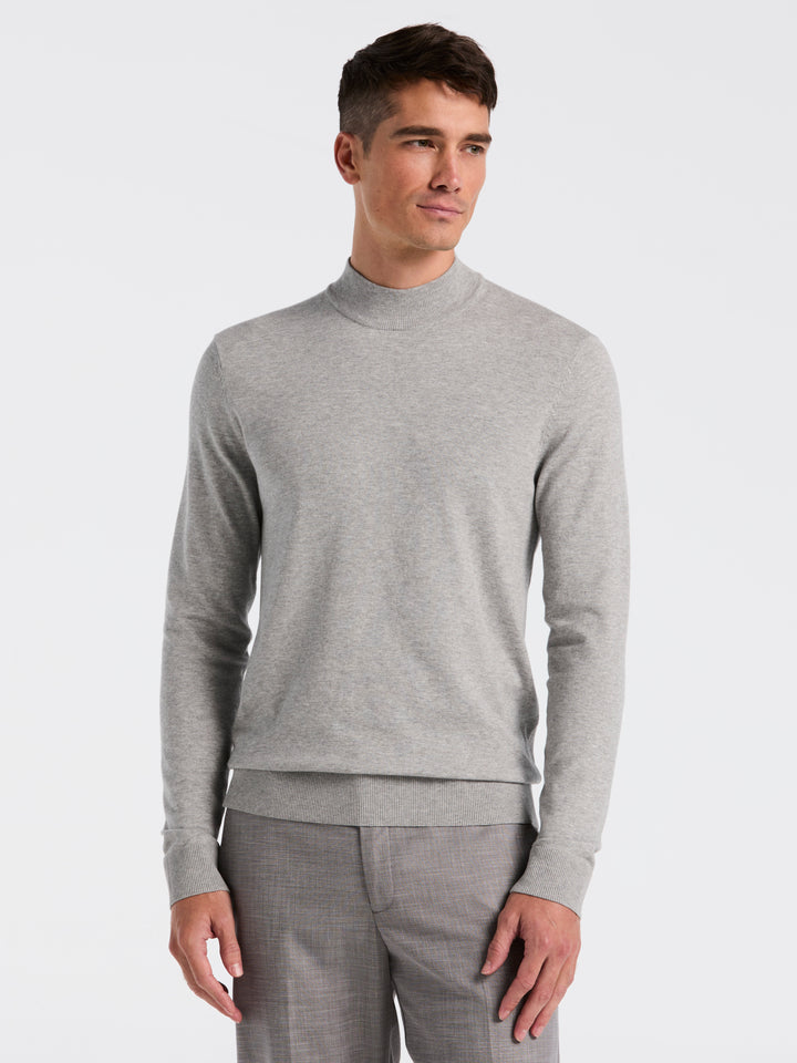 Tech Mock Neck Pullover Sweater (Quiet Gray Heather) 