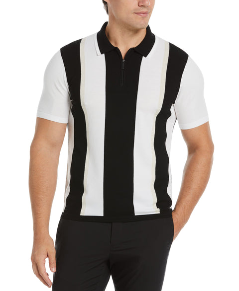 Rib Collar Stripe Polo Shirt (Black) 