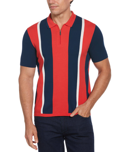 Rib Collar Stripe Polo Shirt (Watermelon) 