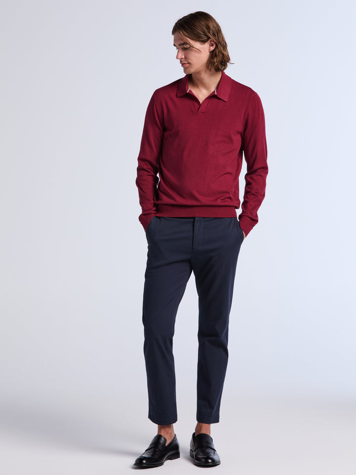 Tech Knit Open Collar Long Sleeve Sweater Polo