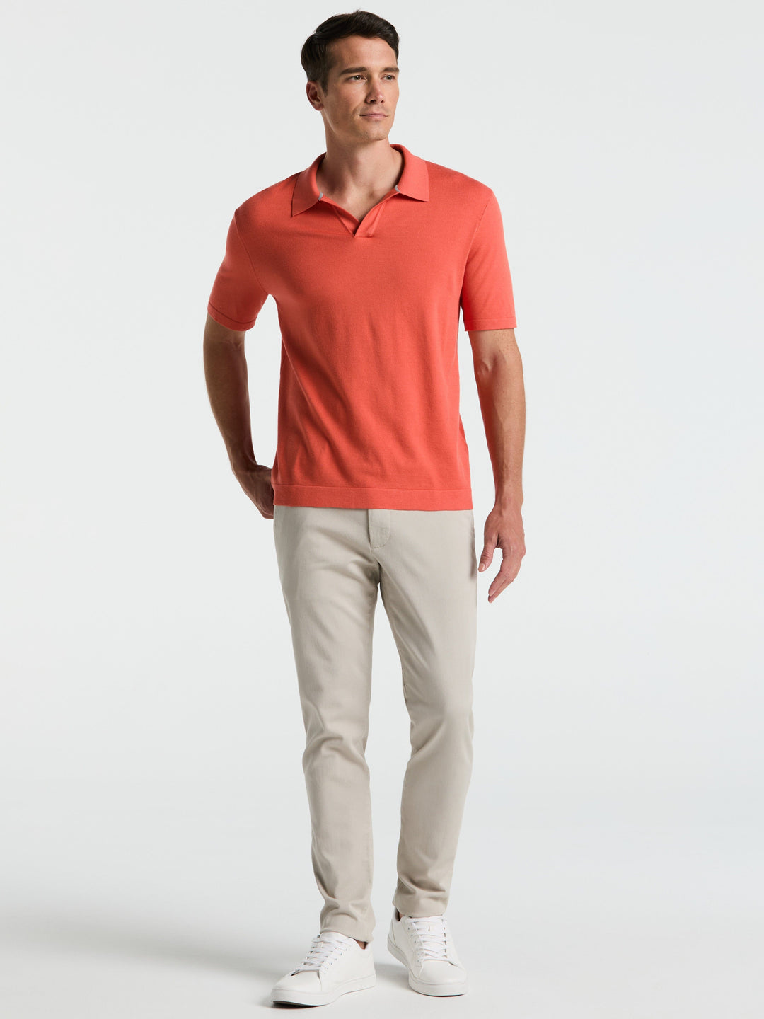 Open Polo Sweater (Burnt Sienna) 