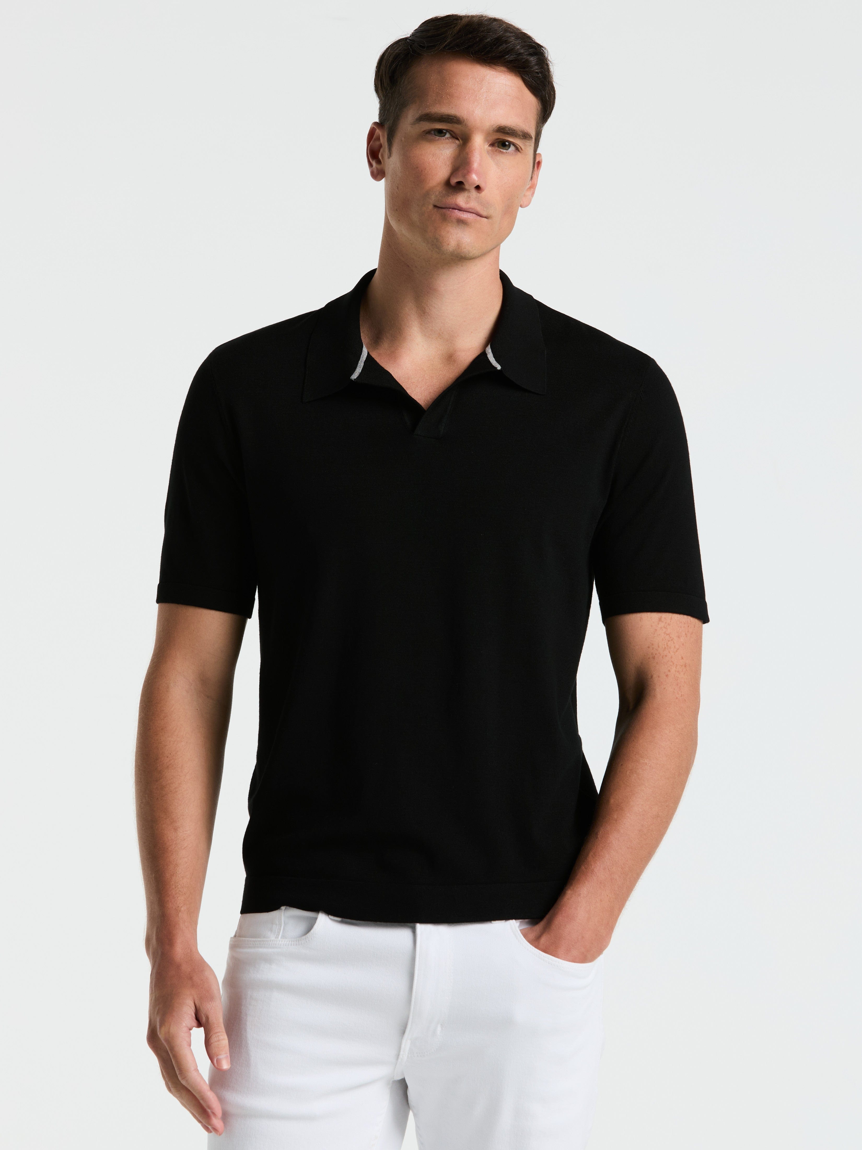 Tech Knit Open Collar Sweater Polo – Perry Ellis