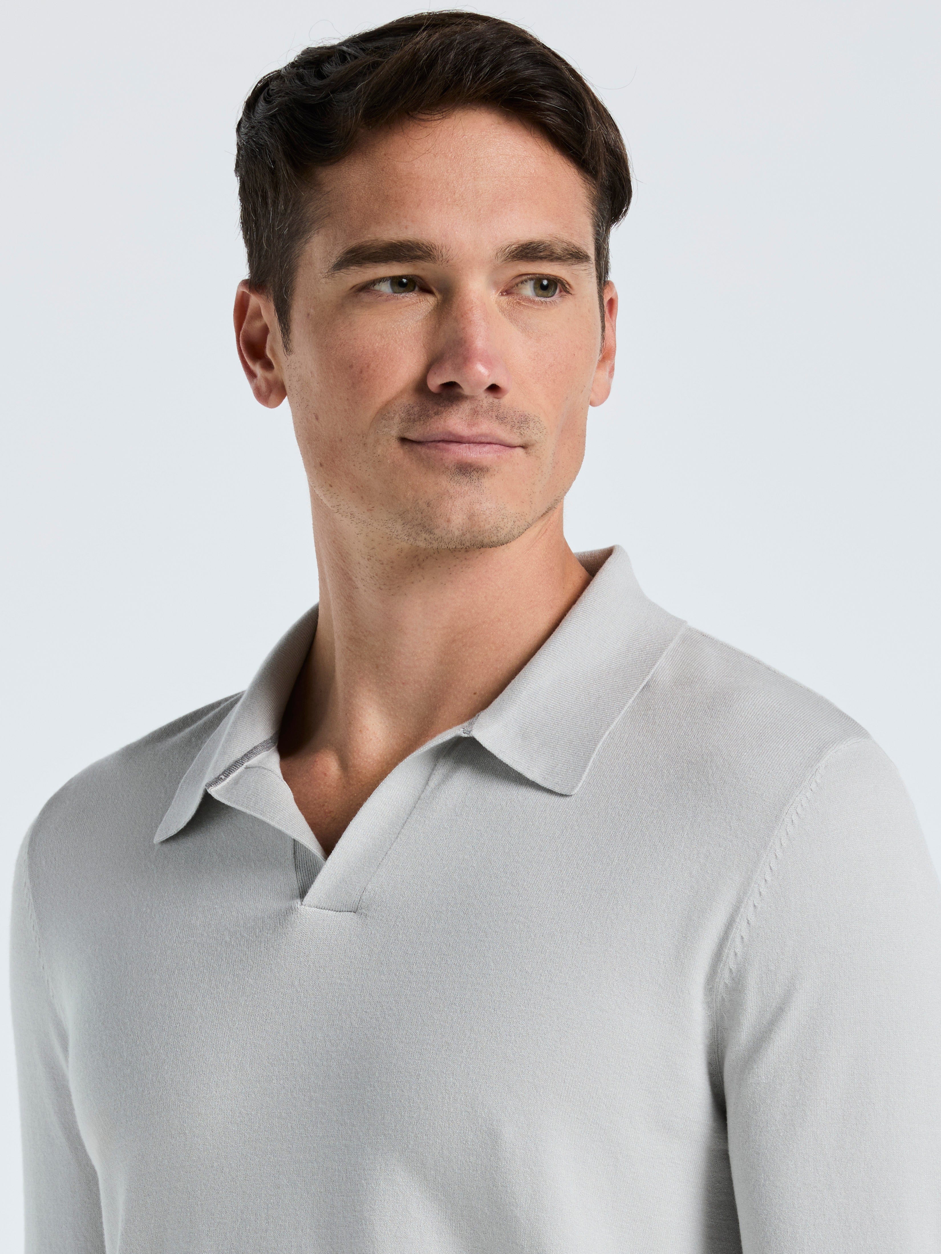 Tech Knit Open Collar Sweater Polo Long Sleeve – Perry Ellis