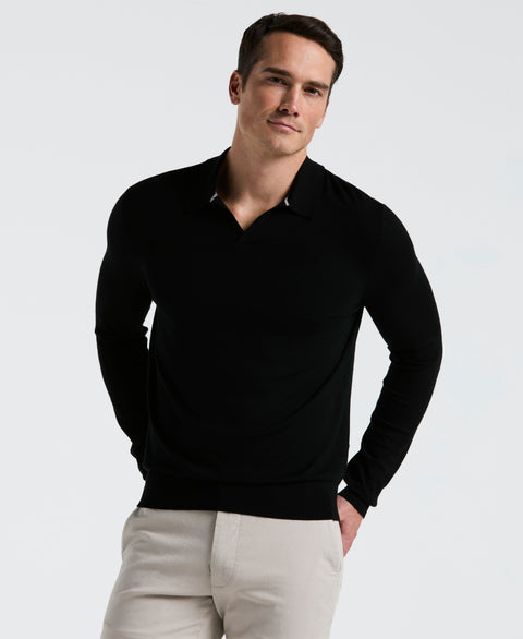 Open Polo Sweater (Black) 