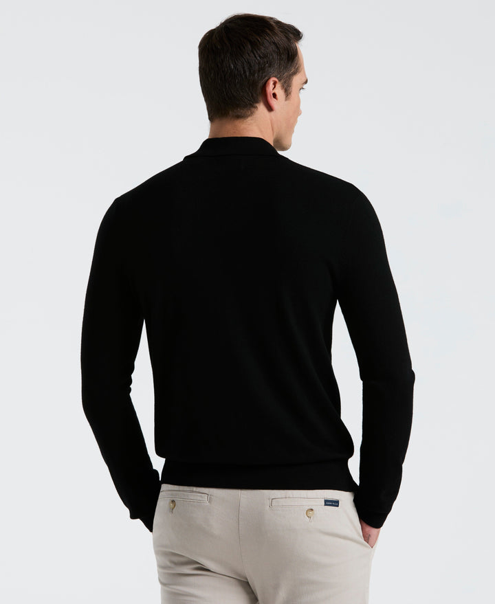 Open Polo Sweater (Black) 