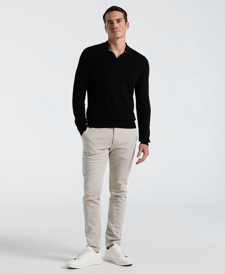Open Polo Sweater (Black) 