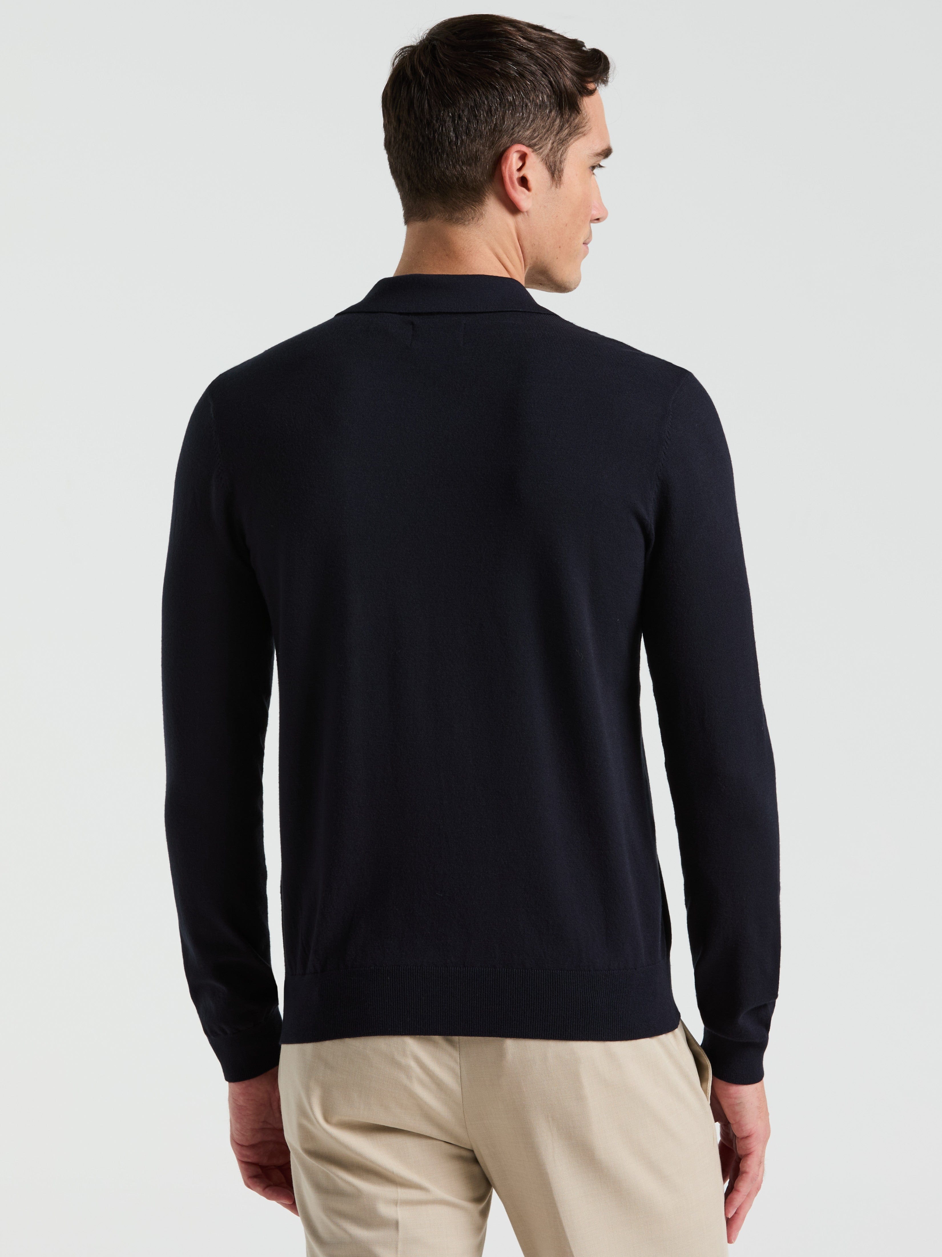 Tech Knit Open Collar Sweater Polo Long Sleeve – Perry Ellis