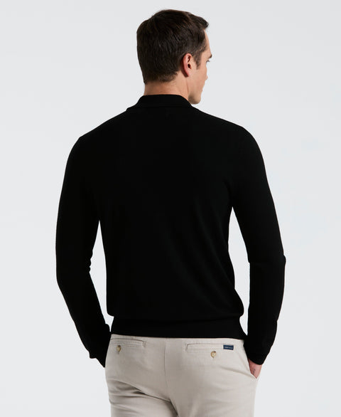 Open Polo Sweater (Black) 