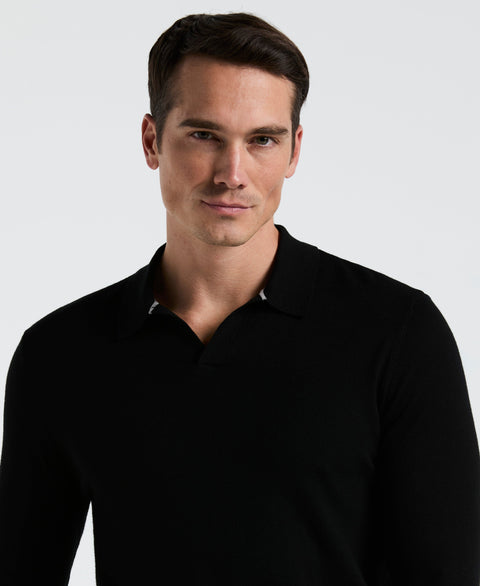 Open Polo Sweater (Black) 