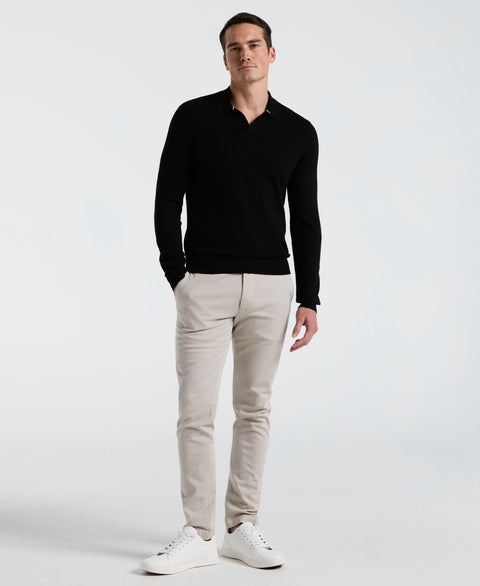 Open Polo Sweater (Black) 