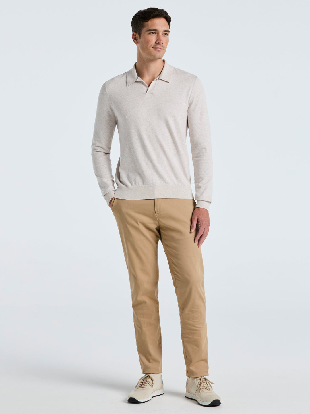 Open Polo Sweater (Island Fossil Htr) 