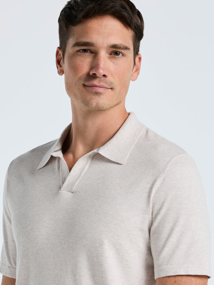 Open Polo Sweater (Island Fossil Htr) 