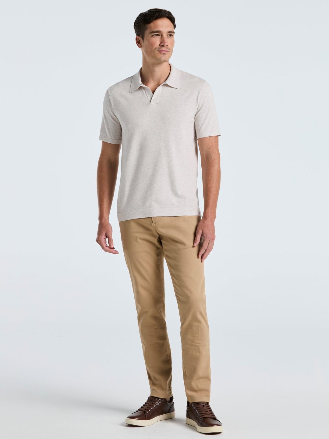 Open Polo Sweater (Island Fossil Htr) 