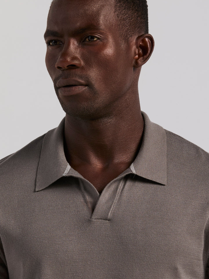 Open Polo Sweater (Granite Gray) 