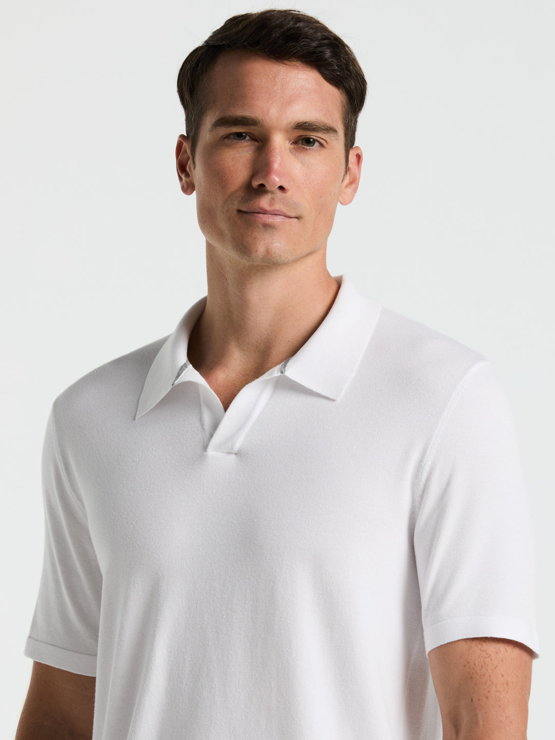 Open Polo Sweater (Bright White) 