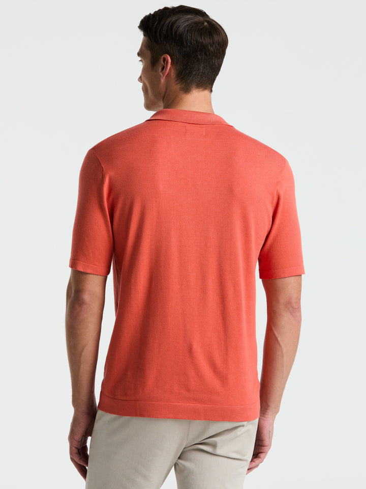 Open Polo Sweater (Burnt Sienna) 