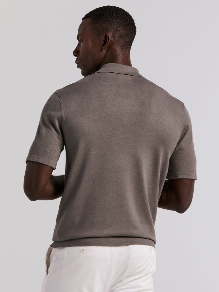Open Polo Sweater (Granite Gray) 