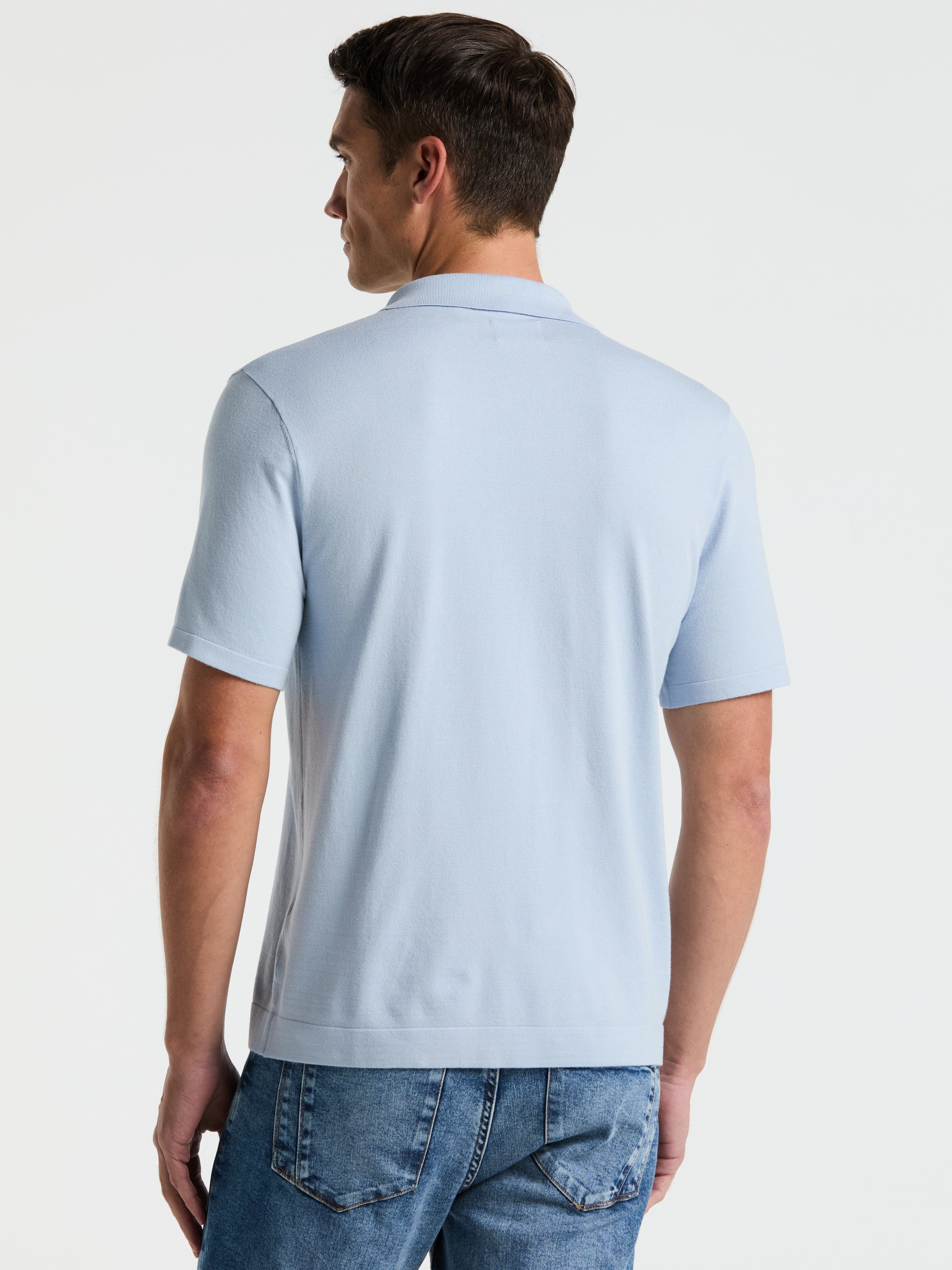 Tech Knit Open Collar Sweater Polo – Perry Ellis