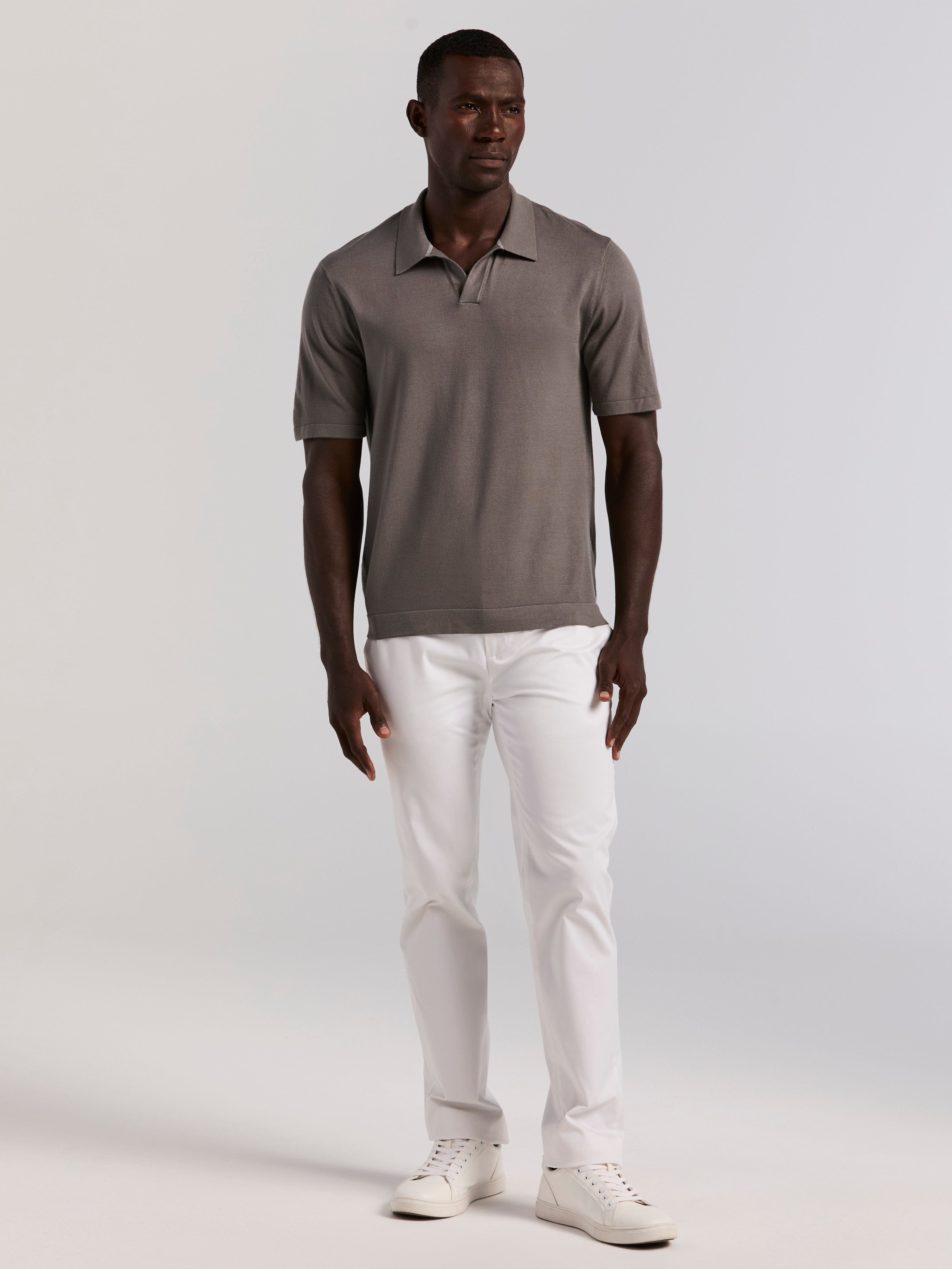 Tech Knit Open Collar Sweater Polo – Perry Ellis