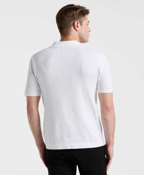 Open Polo Sweater (Bright White) 